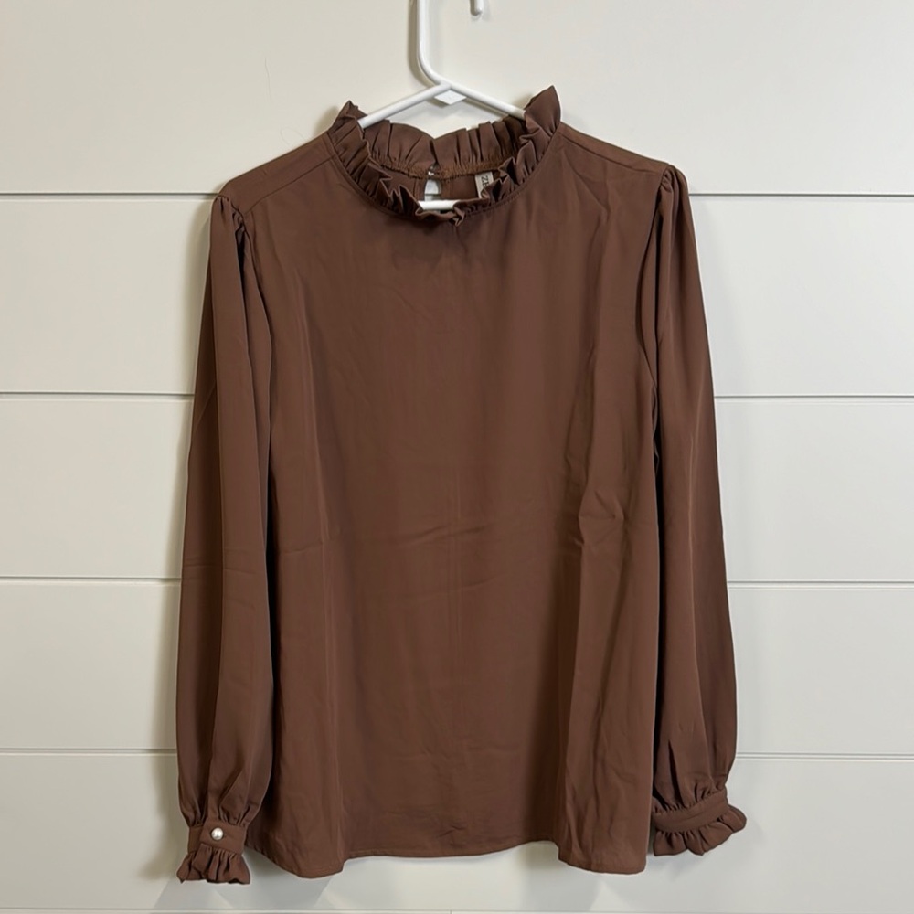 Brown Ruffled Women's Top